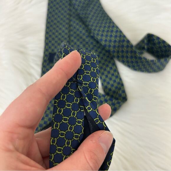 Brooks Brothers Men’s Blue Green Patterned Silk Tie - Picture 8 of 8